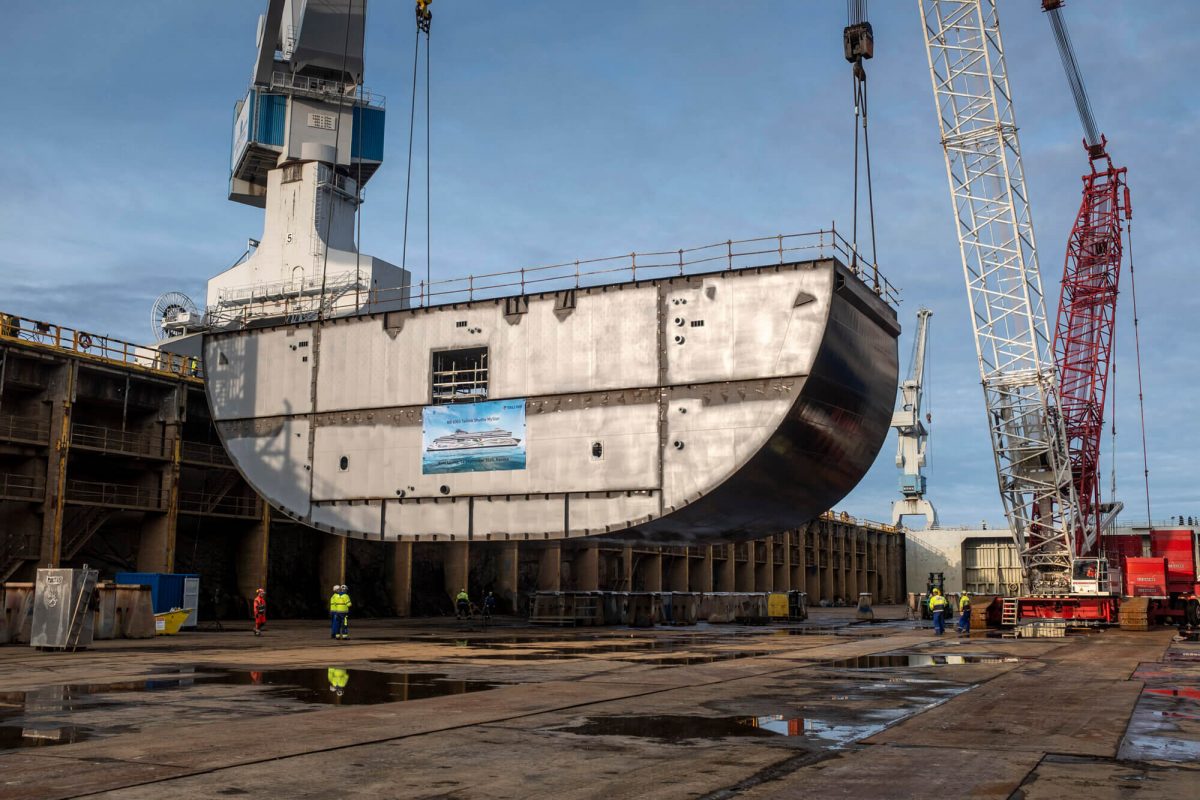 The keel of Tallink Grupp’s new shuttle ferry was laid at Rauma shipyard